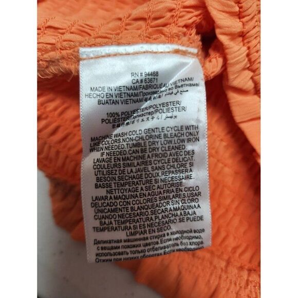BCBGeneration Crop Top Women's‎ XS Orange Smocked Off-The-Shoulder Stretch NEW - Picture 5 of 11